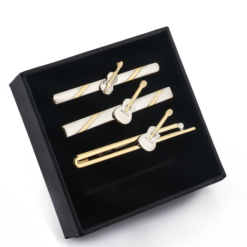 3Pcs Tie Clips for Men Tie Bar Clip Set Musical Instrument Violin Guitar Tie Pin Ties Bar Pinch Clips for Regular Ties Necktie Wedding Business_ipsvogv.com