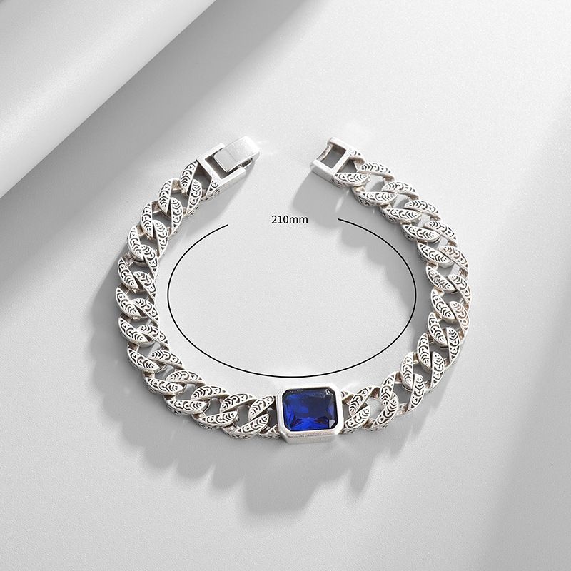 Blue Stone Arabesque Couple For Men And Women Cuban Bracelets Pair Korean Style Fashion Personality Trend_ipsvogv.com