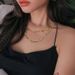 Trendy diamond studded geometric gold double layer color preserving snake bone chain Copper plated real gold K necklace for women_ipsvogv.com