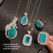 Italian Cheetah Sea Blue Pendant Necklace Vintage Pala Luxury Waterdrop Zircon Ring_ipsvogv.com