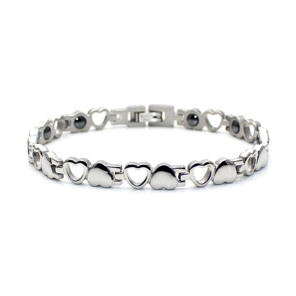 Men And Women's Jewelry With Magnetic Health Fashion Couple Titanium Steel Bracelet Hollow Love_ipsvogv.com