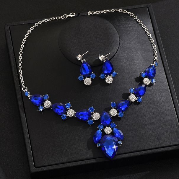 Pinduoduo Alloy Electroplated New Exaggerated Temperament Necklace And Earrings Two-Piece Cross-Mirror Jewelry Set_ipsvogv.com