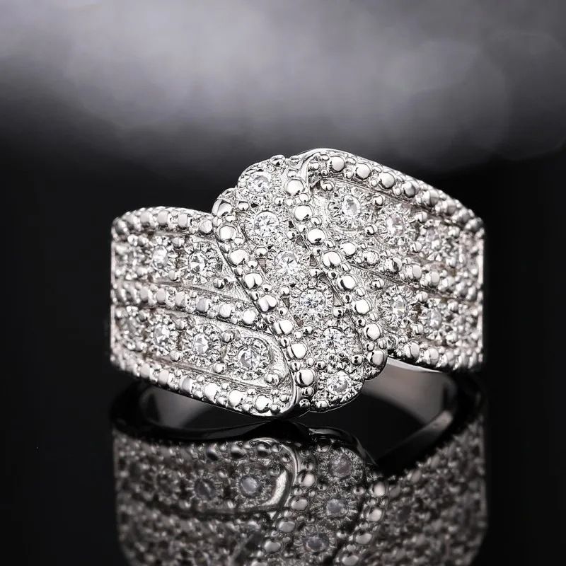 Cao Shi's New Creative With Female Personality Curve Swing Arm Design And Accessories, Full Diamond Boutique Ring_ipsvogv.com
