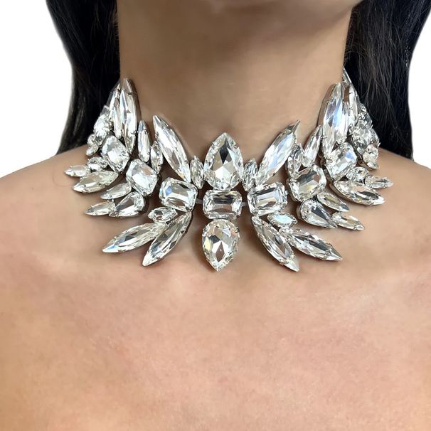 New Geometric Necklace Ladies Party Personality Square Necklace Water Drop Rhinestone Necklace_ipsvogv.com