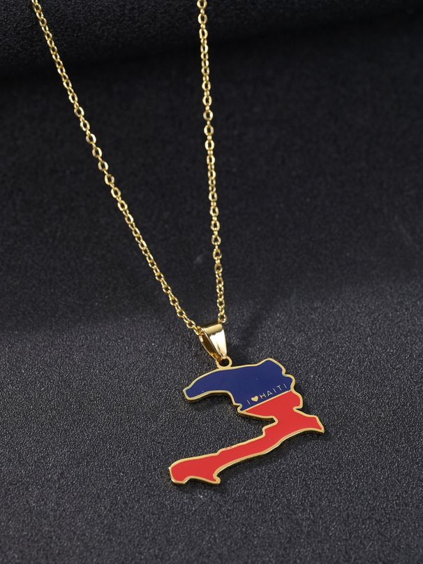 Stainless steel Russian Middle East map necklace popular personality oil drop titanium steel accessories_ipsvogv.com