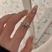 Sparkling And Sparkling Zircon Ring With Water Droplets, Light Luxury Temperament, Niche Opening Ring, Adjustable High_ipsvogv.com