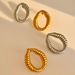 Real Gold Electroplated Titanium Steel Irregular Hollow Embossed O Shaped Gold And Silver Earrings_ipsvogv.com