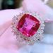 Cao Shi Fashion Color Treasure Luxury Simulation Red Zircon Ring High End Accessories_ipsvogv.com