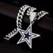 Fashion Full Diamond Blue Five-Pointed Star Necklace Jewelry Unisex Personality Hip-Hop Pendant_ipsvogv.com