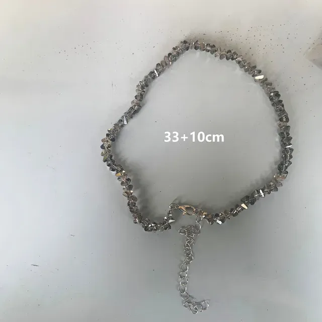 Fashion Mulit-cut Glass Crystal Irregular Beaded Choker Necklace For Women Transparent Vintage Korean Collarbone Collar Neck_ipsvogv.com