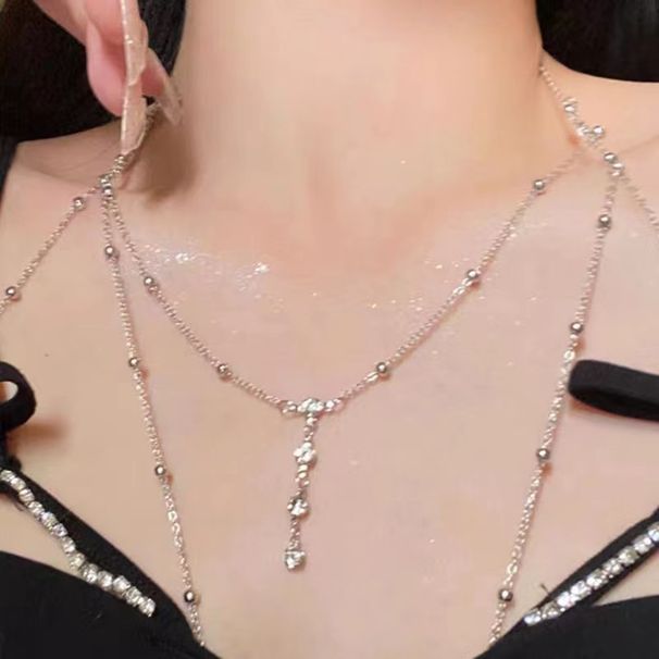 Star Tassel Rhinestone Chest Collarbone Necklace Internet Celebrity Light Luxury High-end Body Chain Pure Desire Style_ipsvogv.com