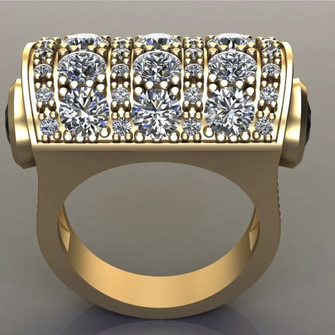 Hip Hop Ring Black Diamond Gold New Jewelry_ipsvogv.com