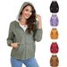 Women's Clothing new hooded solid color windbreaker women's long sleeve spring and autumn thin jacket casual women's clothing_ipsvogv.com