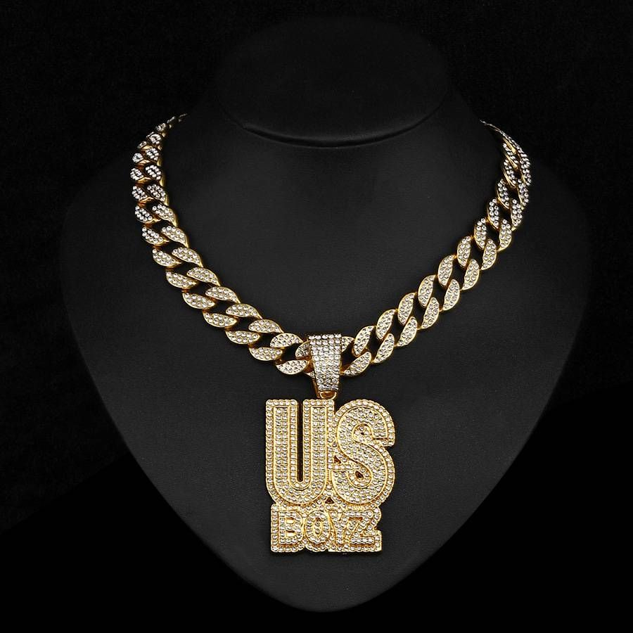 Lletter USBOYZ Pendant Hip Hop Cuban Chain Alloy Personality Retro Necklace_ipsvogv.com