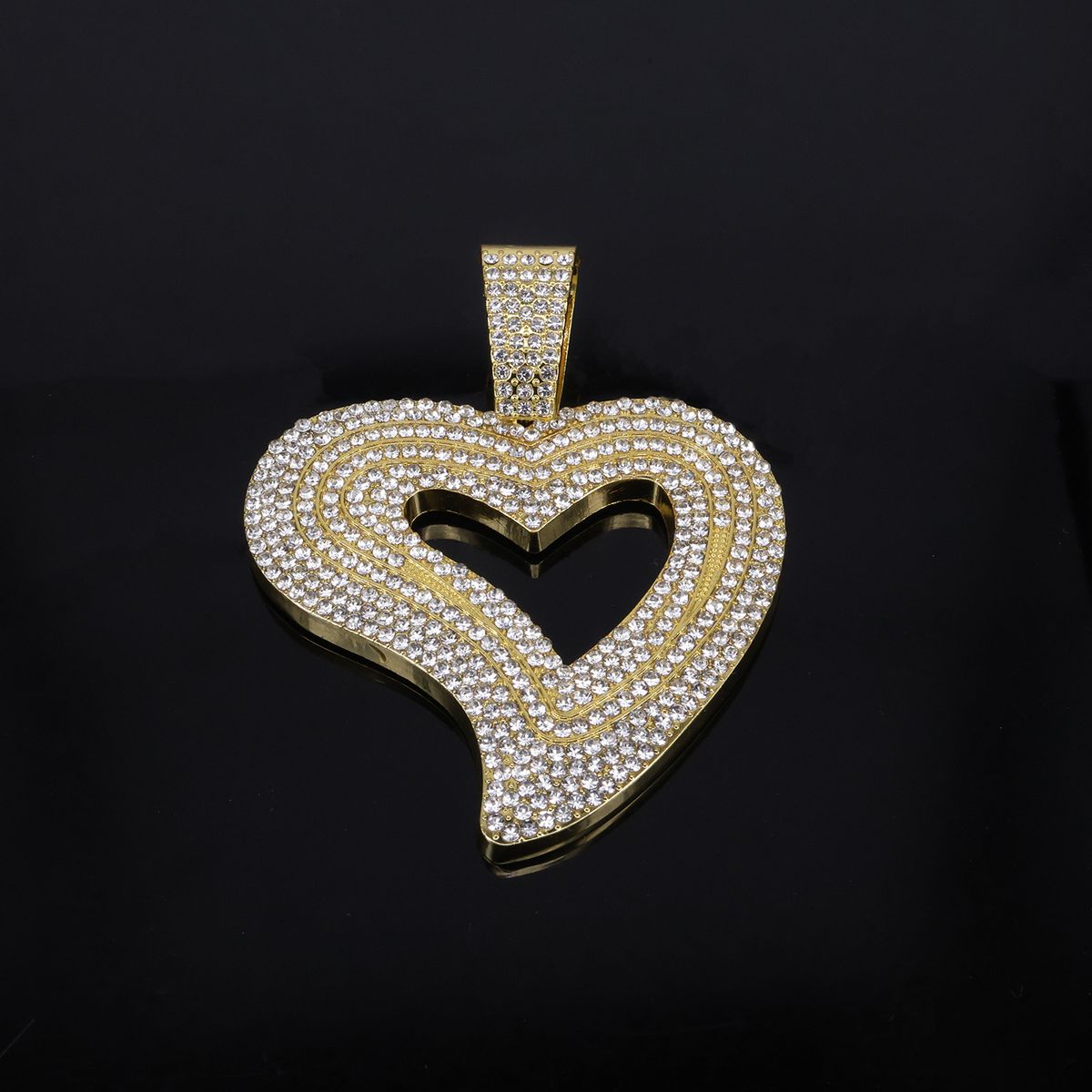 Unisex Alloy Necklace Men And Women's New Big Heart Pendant Hip Hop Personality Fashion Rap Diamond Pendant_ipsvogv.com