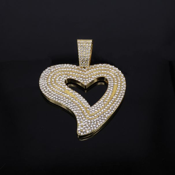 Unisex Alloy Necklace Men And Women's New Big Heart Pendant Hip Hop Personality Fashion Rap Diamond Pendant_ipsvogv.com