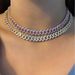 Fashion single row hip hop Cuban necklace 12mm micro inlaid zircon high-end chain 16-inch necklace_ipsvogv.com