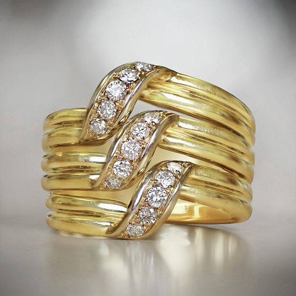 Cao Shi's High-end Light Luxury Style Zircon Inlaid Ring With Delicate Lines For Women, Multi-layer Banquet Ring, New_ipsvogv.com