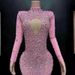 Women's Clothing pink shiny diamond high collar heart shaped top red carpet dress crystal long skirt_ipsvogv.com