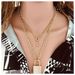 Jewelry Creative Gold Diamond Set Key Lock Pendant Double layer Necklace for Women 12850_ipsvogv.com