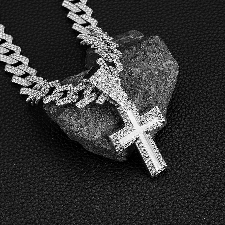 Cross Hip-hop Jewelry Alloy Hip Hop Full Diamond Pendant Cuban Necklace_ipsvogv.com