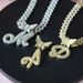 Butterfly Buckle Full Diamond Hip-Hop 26 English Letters Alloy Rhinestone Pendant Necklace_ipsvogv.com
