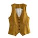 Women's Clothing Linen double-breasted women's blazer + vest and vest + linen straight pants suit_ipsvogv.com