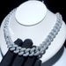 Hip Hop Cuban Link Chain Necklace For Men And Women, Geometric Design With Diamond Accents, Adjustable Length 46-51cm, Silver Tone_ipsvogv.com