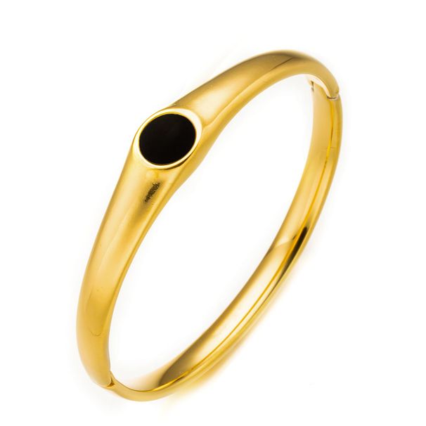 Retro high-grade black and white real shell oval stainless steel bracelet new fashion design open simple bracelet_ipsvogv.com