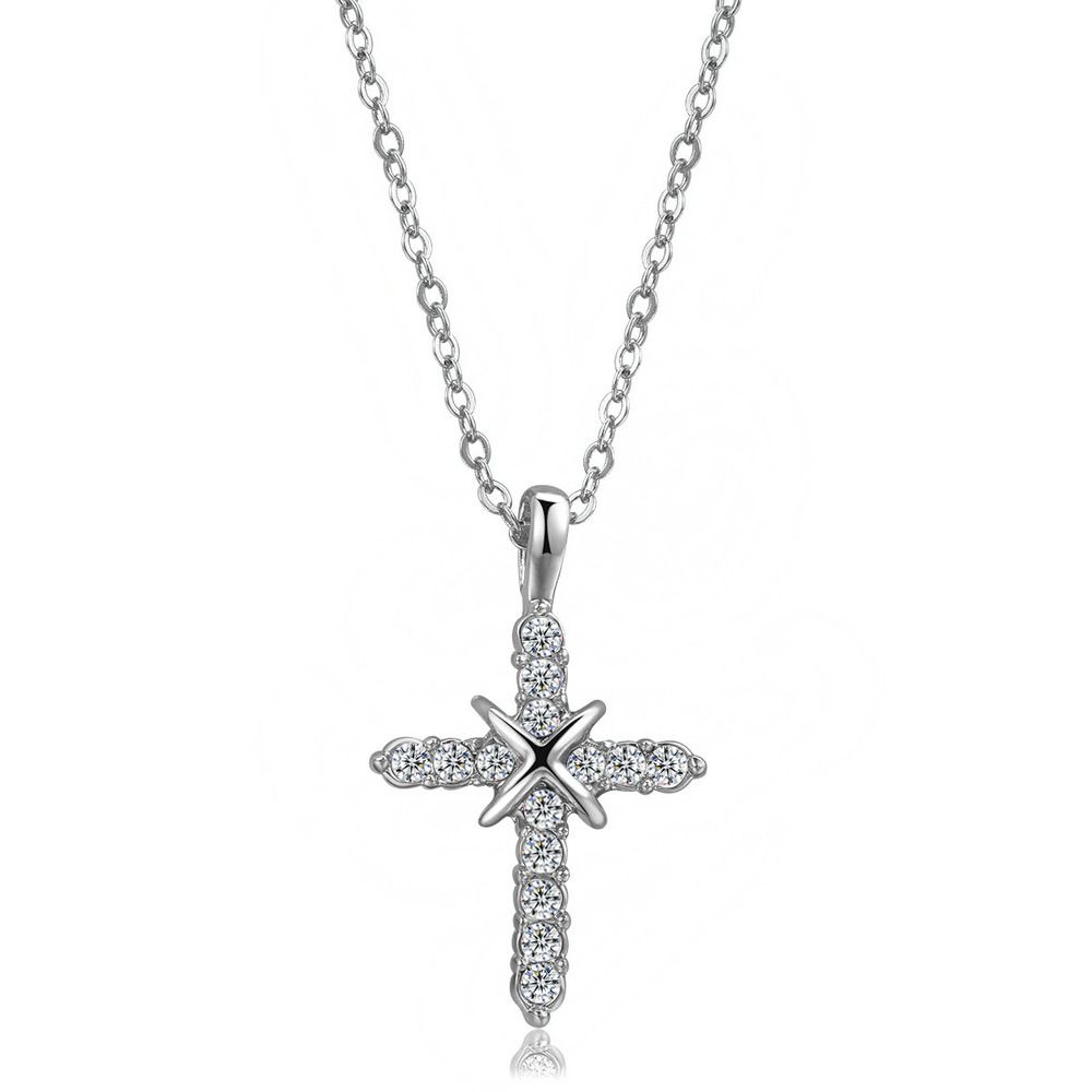 Unisex hot selling full zircon cross pendant necklace for women color separated electroplating new jewelry_ipsvogv.com