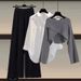 Women's Clothing Knitted sweater shirt wide leg pants three piece suit large size women's clothing women's fashion slim_ipsvogv.com