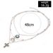 New Personalized Cross Turquoise Map Three Layer Necklace_ipsvogv.com