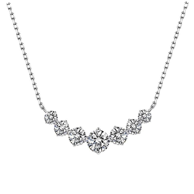 Seven Princess Mosang Stone Necklace W, Pure Silver, Luxury, Small and Popular Design, High Sense Collar Chain for_ipsvogv.com