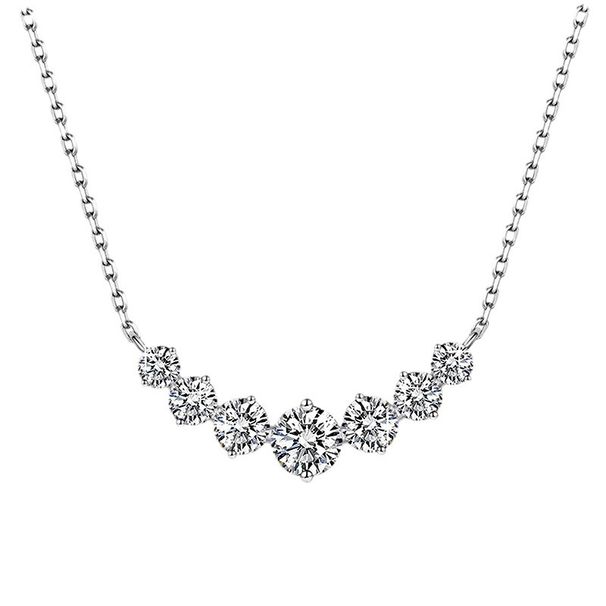 Seven Princess Mosang Stone Necklace W, Pure Silver, Luxury, Small and Popular Design, High Sense Collar Chain for_ipsvogv.com