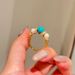 Vintage Style Winding Rotating Pearl Turquoise With Diamond Inlay, Light Luxury, Fashionable And Personalized Ring_ipsvogv.com