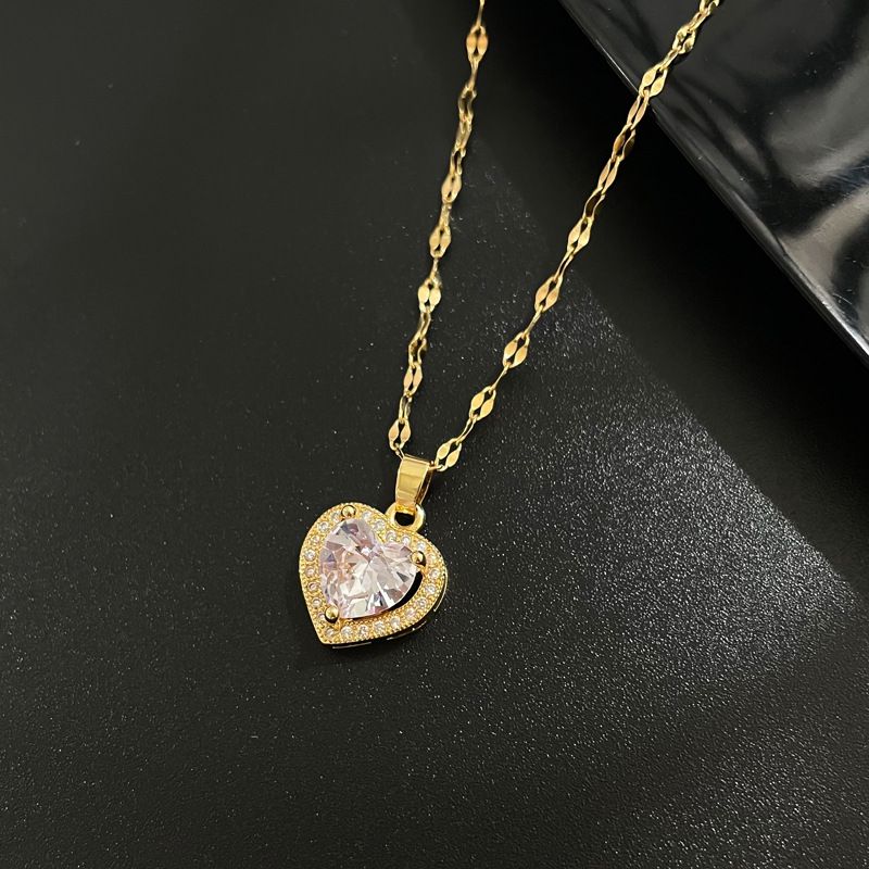 Steel 【 Titanium 】 Personalized Temperament, Fashionable And Simple Birthday Gift Ins Love Collarbone Micro Inlaid 【 】 Temperament,_ipsvogv.com