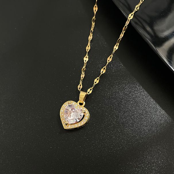 Steel 【 Titanium 】 Personalized Temperament, Fashionable And Simple Birthday Gift Ins Love Collarbone Micro Inlaid 【 】 Temperament,_ipsvogv.com