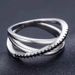 Cao Shi's Popular Personality Geometric Lines Simple Black Nano Zircon Women's Ring Fashion Closed Ring Finger Ring_ipsvogv.com