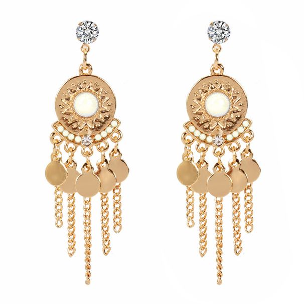 Ethnic style female water drop tassel earrings, bohemian crescent shaped earrings F6120_ipsvogv.com