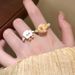 Cartoon Cute Bread Cat Claw Pearl Female Unique Niche Design Open Finger Sweet And Versatile Ring_ipsvogv.com