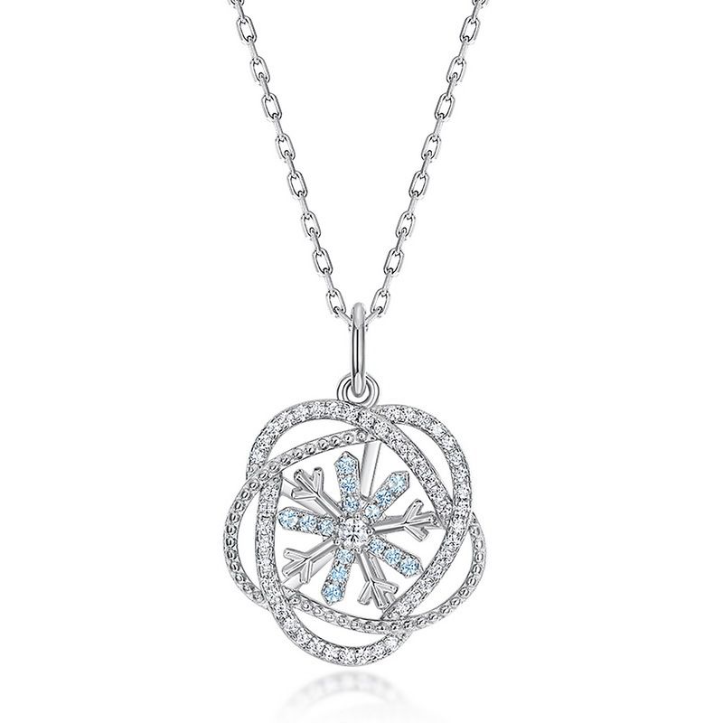 Christmas Snowflake Personality Winding Pendant Female S925 Silver Full Inlaid With Brilliant Colored Gemstone Clavicle Pendant Versatile_ipsvogv.com