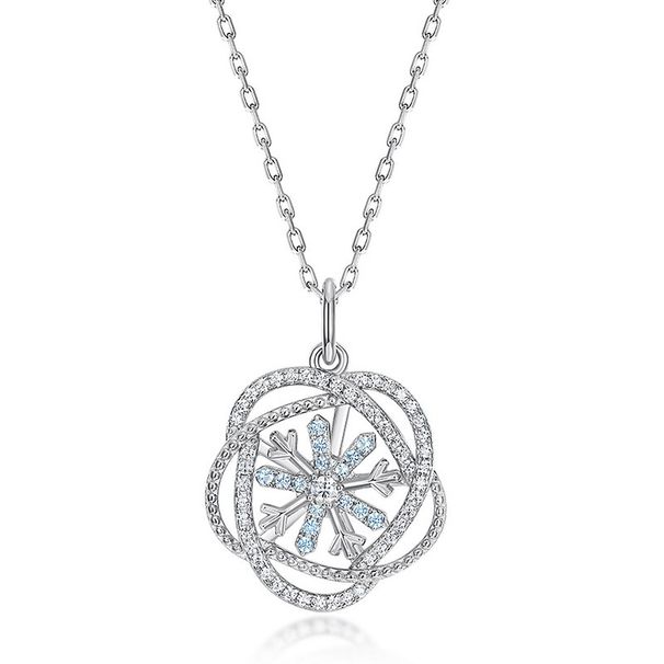 Christmas Snowflake Personality Winding Pendant Female S925 Silver Full Inlaid With Brilliant Colored Gemstone Clavicle Pendant Versatile_ipsvogv.com