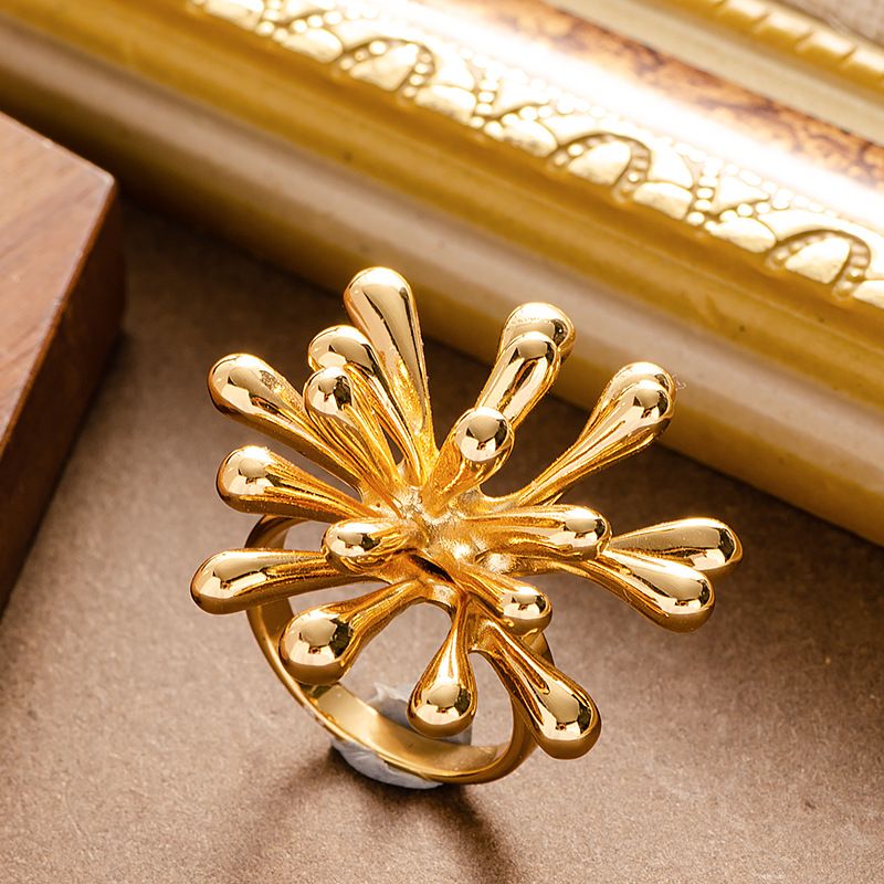 Exaggerated, Fashionable, High Street Style, Personalized Floral Bud Ring With An Open Mouth Design That Does Not Fade_ipsvogv.com