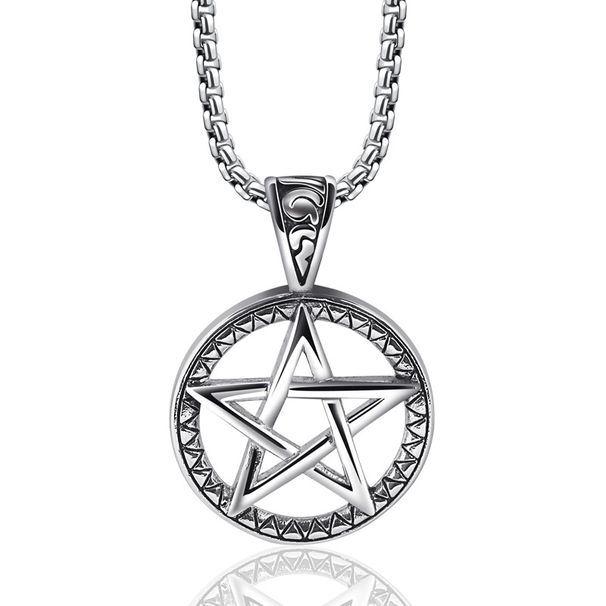 Men's Jewelry Five Pointed Star Titanium Steel Necklace Stainless Steel Pendant Does Not Fade Jewelry Hip Hop Niche Retro Trend_ipsvogv.com