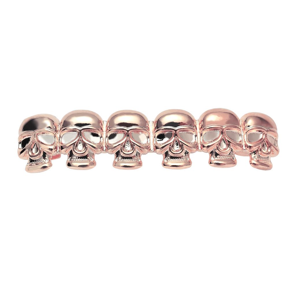 Unisex New Glossy Skull Gold Braces HIPHOP Hip Hop Braces Halloween Costume Accessories_ipsvogv.com