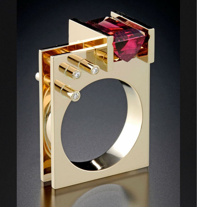 Three Heroes Simulated Zircon Princess Square Diamond Ring With Geometric Plating_ipsvogv.com