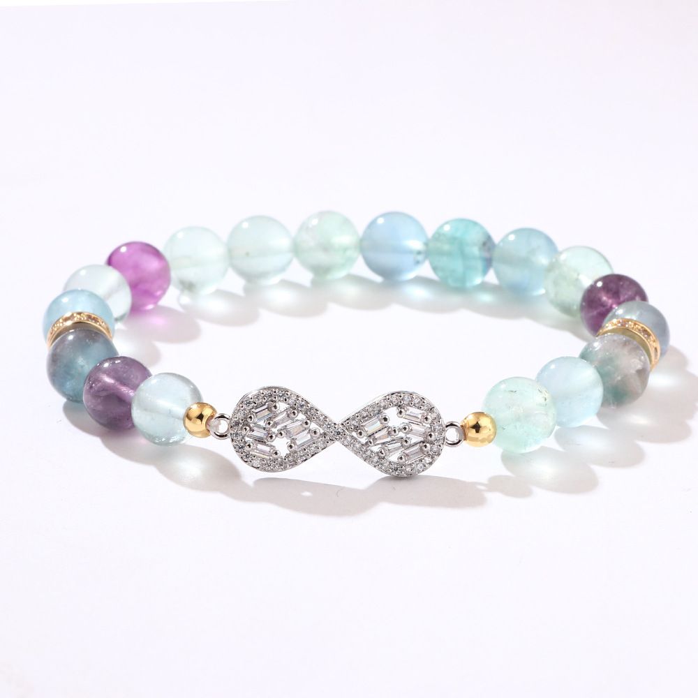 Crystal Set Zircon 8mm Colored Fluorite Sweet And Luxury Women's Bracelet Friend Gift_ipsvogv.com