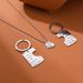 New Fashion Love English Engraved Stainless Steel Pendant Keychain Necklace Set_ipsvogv.com