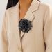 Personalised Fashion Black Leopard Print Duckbill Clip Pin Exaggerated Fabric Flower Brooch Winter New_ipsvogv.com