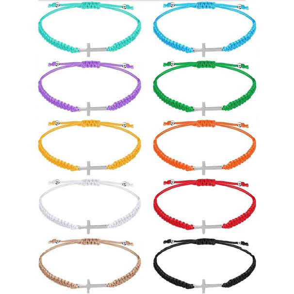 Hot Selling Cross With Fashionable Simple Hand Woven Adjustable Men's And Women's Bracelet_ipsvogv.com